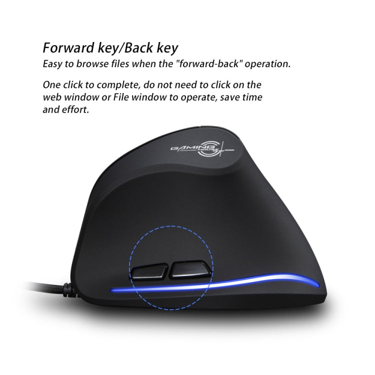 ZELOTES T20 6-Keys Vertical Grip Ergonomic Laptop Wired Mouse(Black) - Wired Mice by ZELOTES | Online Shopping South Africa | PMC Jewellery | Buy Now Pay Later Mobicred