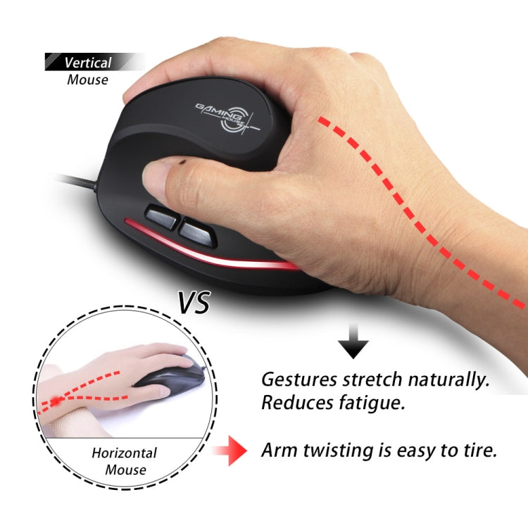 ZELOTES T20 6-Keys Vertical Grip Ergonomic Laptop Wired Mouse(Black) - Wired Mice by ZELOTES | Online Shopping South Africa | PMC TechLife | Buy Now Pay Later Mobicred