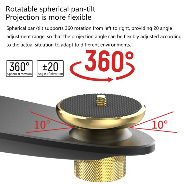 Aluminum Alloy Pan Head Adjustable Foldable Projector Wall Mount(Black Gold) - Other by PMC TechLife | Online Shopping South Africa | PMC TechLife | Buy Now Pay Later Mobicred