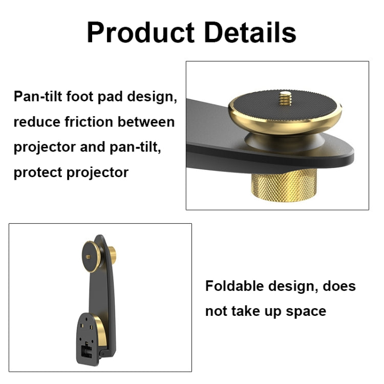 Aluminum Alloy Pan Head Adjustable Foldable Projector Wall Mount(Coffee Gold)