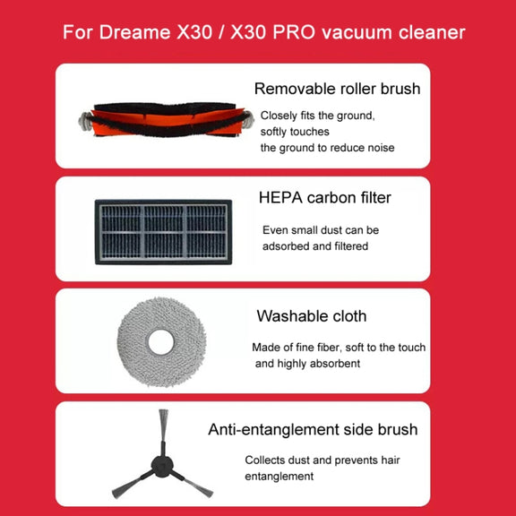 2pcs Rag For Dreame X30 / X30 Pro Robot Vacuum Cleaner Replacement Parts