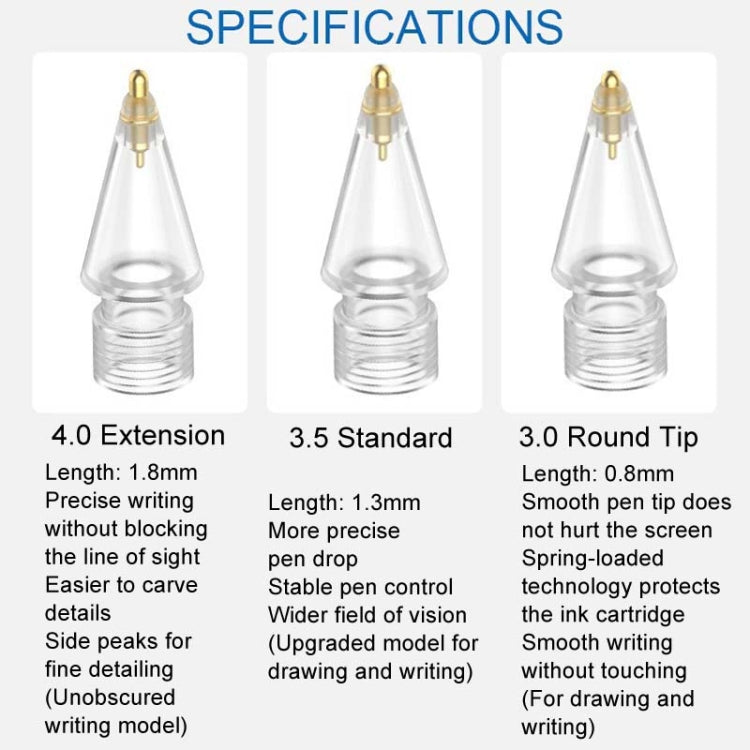 For Apple Pencil Series Replacement Nibs Modified Nibs, Style: 3.0 Round Head White Shell Silver Tip