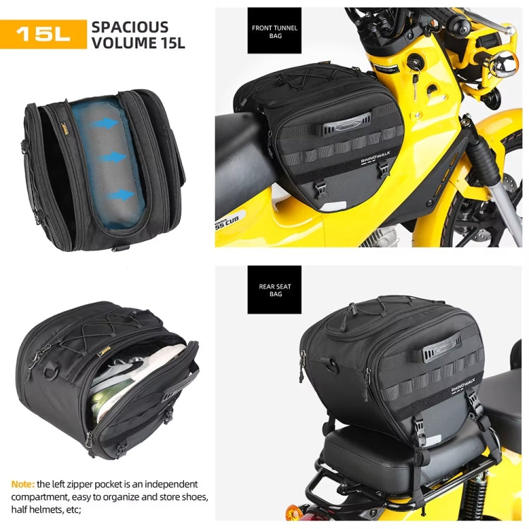 Rhinowalk MTR5001 15L Scooter Front Bag Large Capacity Curved Beam Motorcycle Rear Seat Bag(Black)