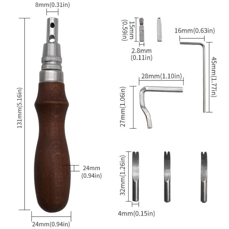 7 In 1 Leather Edge Presser Groove Cutter Edge Trimmer(Brown) - Burin &Cutting Knife by PMc TechLife | Online Shopping South Africa | PMc TechLife | Buy Now Pay Later Mobicred