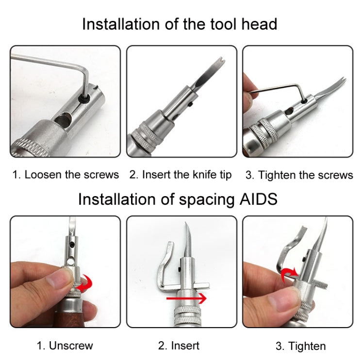 7 In 1 Leather Edge Presser Groove Cutter Edge Trimmer(Brown) - Burin &Cutting Knife by PMc TechLife | Online Shopping South Africa | PMc TechLife | Buy Now Pay Later Mobicred