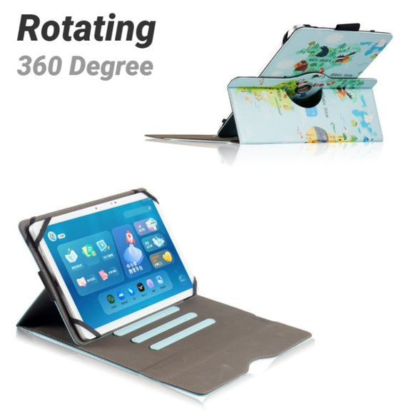 For UMIDIGI G1 Tab 10-11 inch Universal 360 Degree Rotation Leather Tablet Case(Blue Car)