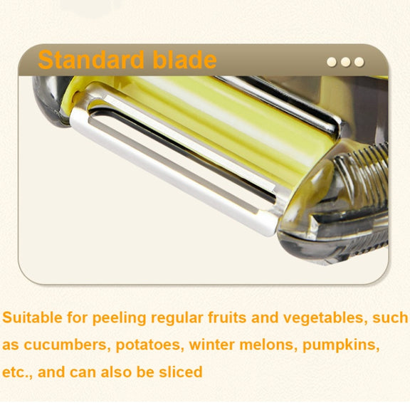 3-In-1 Multifunctional Rotary Peeler Household Kitchen Tools Scraper Fruit Grater(Gray)