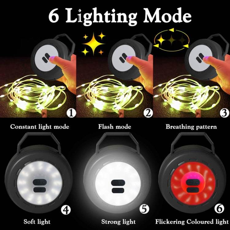 TUBUZHE 2 In 1 LED Portable String Lamp Camping Atmosphere Light USB Rechargeable Outdoor Tent Night Light(Green) - Camping Lighting by TUBUZHE | Online Shopping South Africa | PMC Jewellery | Buy Now Pay Later Mobicred