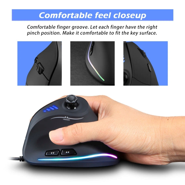 ZELOTES C18 11-Keys RGB Vertical Grip Ergonomic Joystick Programming Gaming Wired Mouse(Black) - Wired Mice by ZELOTES | Online Shopping South Africa | PMC Jewellery | Buy Now Pay Later Mobicred