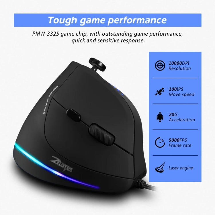 ZELOTES C18 11-Keys RGB Vertical Grip Ergonomic Joystick Programming Gaming Wired Mouse(Black) - Wired Mice by ZELOTES | Online Shopping South Africa | PMC Jewellery | Buy Now Pay Later Mobicred