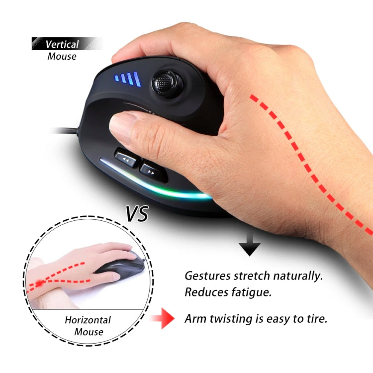 ZELOTES C18 11-Keys RGB Vertical Grip Ergonomic Joystick Programming Gaming Wired Mouse(Black) - Wired Mice by ZELOTES | Online Shopping South Africa | PMC TechLife | Buy Now Pay Later Mobicred