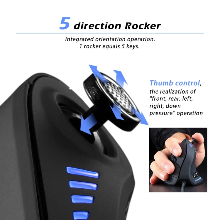 ZELOTES C18 11-Keys RGB Vertical Grip Ergonomic Joystick Programming Gaming Wired Mouse(Black) - Wired Mice by ZELOTES | Online Shopping South Africa | PMC Jewellery | Buy Now Pay Later Mobicred