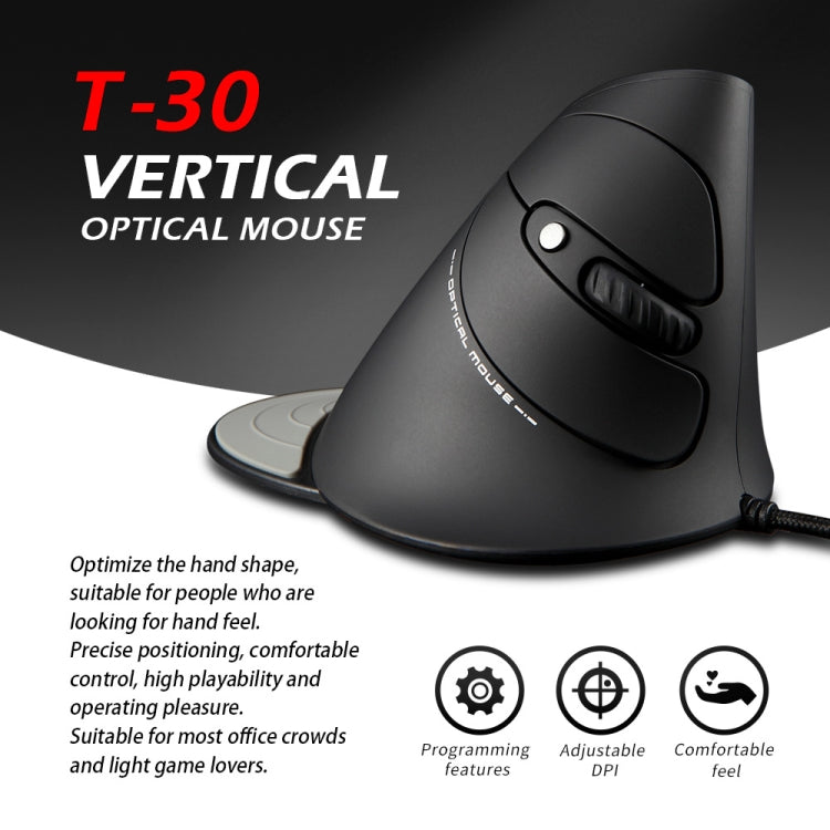 ZELOTES T30 6-keys Vertical Grip Detachable Ergonomic Wired Mouse(7-color Breathing Light) - free shipping - PMC Jewellery - Order now!