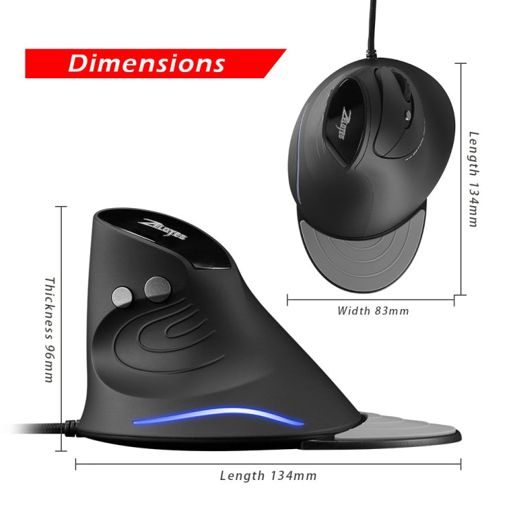 ZELOTES T30 6-keys Vertical Grip Detachable Ergonomic Wired Mouse(7-color Breathing Light) - free shipping - PMC Jewellery - Order now!
