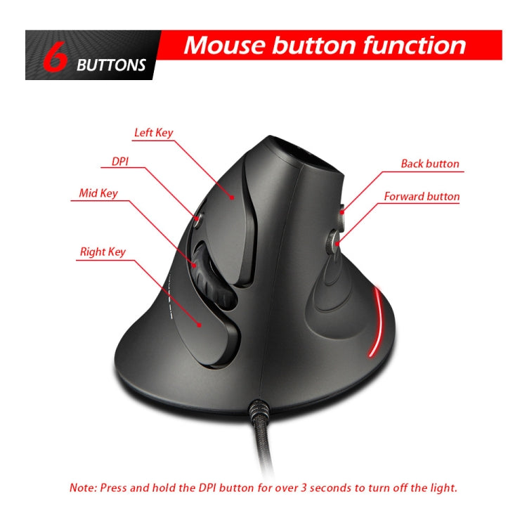 ZELOTES T30 6-keys Vertical Grip Detachable Ergonomic Wired Mouse(7-color Breathing Light) - free shipping - PMC Jewellery - Order now!