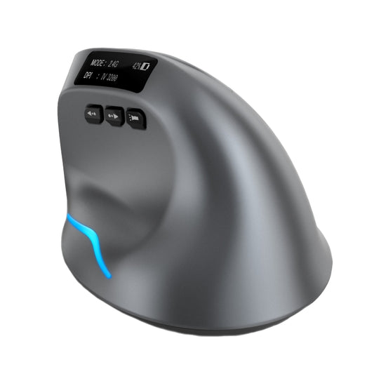 ZELOTES F-26C 8-Keys 2.4G+Bluetooth Dual-Mode LED Display Vertical Grip Wireless Mouse(Gray) - free shipping - PMC Jewellery - Order now!