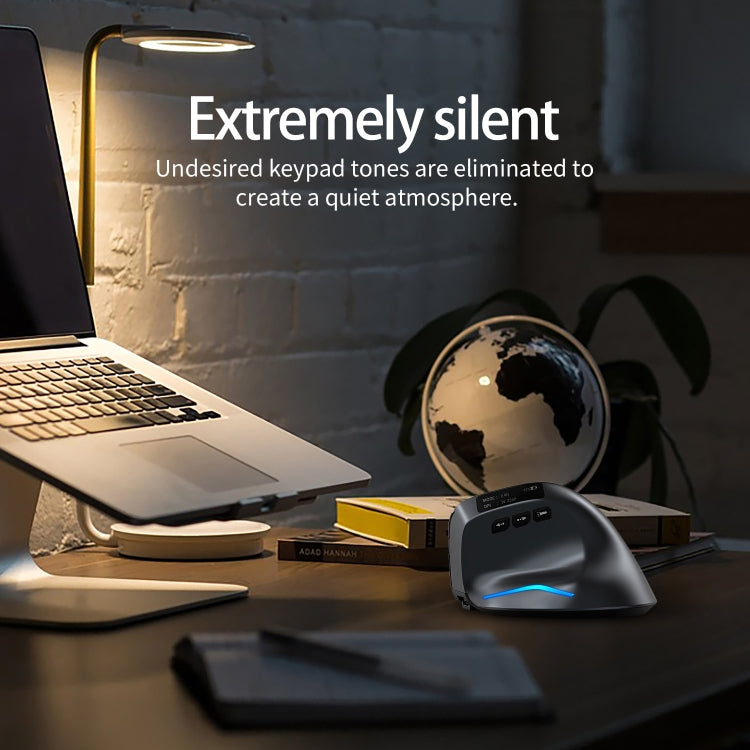 ZELOTES F-26C 8-Keys 2.4G+Bluetooth Dual-Mode LED Display Vertical Grip Wireless Mouse(Gray) - free shipping - PMC TechLife - Order now!