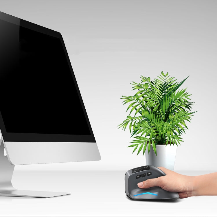 ZELOTES F-26C 8-Keys 2.4G+Bluetooth Dual-Mode LED Display Vertical Grip Wireless Mouse(Gray) - free shipping - PMC Jewellery - Order now!