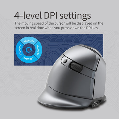 ZELOTES F-26C 8-Keys 2.4G+Bluetooth Dual-Mode LED Display Vertical Grip Wireless Mouse(Gray) - free shipping - PMC Jewellery - Order now!