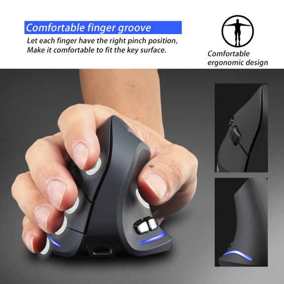 ZELOTES F35 6-buttons Vertical Grip Ergonomic Rechargeable Wireless Mouse(Blue Light)