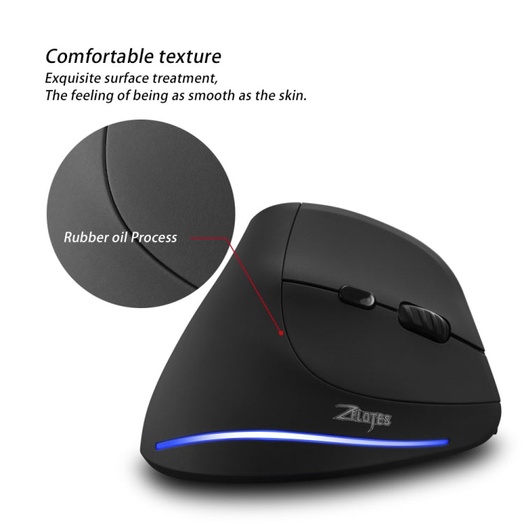 ZELOTES F35 6-buttons Vertical Grip Ergonomic Rechargeable Wireless Mouse(Blue Light) - free shipping - PMC Jewellery - Order now!