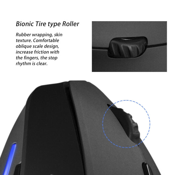 ZELOTES F35 6-buttons Vertical Grip Ergonomic Rechargeable Wireless Mouse(Blue Light)