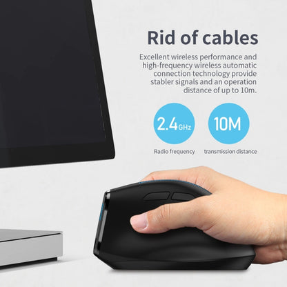 ZELOTES F36A 6-Buttons Vertical Grip Ergonomic Rechargeable Wireless Mouse(Black) - Wireless Mice by ZELOTES | Online Shopping South Africa | PMC Jewellery | Buy Now Pay Later Mobicred