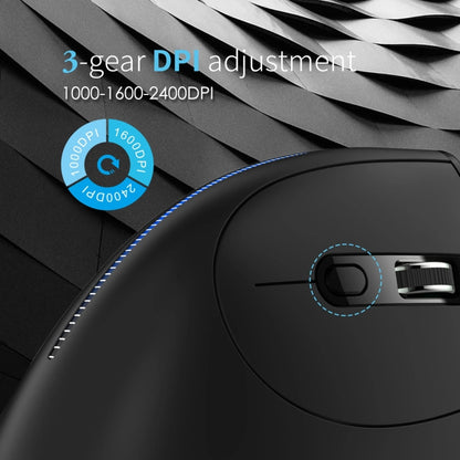 ZELOTES F36A 6-Buttons Vertical Grip Ergonomic Rechargeable Wireless Mouse(Black) - Wireless Mice by ZELOTES | Online Shopping South Africa | PMC Jewellery | Buy Now Pay Later Mobicred