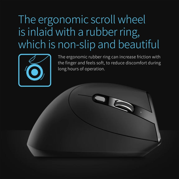 ZELOTES F36A 6-Buttons Vertical Grip Ergonomic Rechargeable Wireless Mouse(Black)