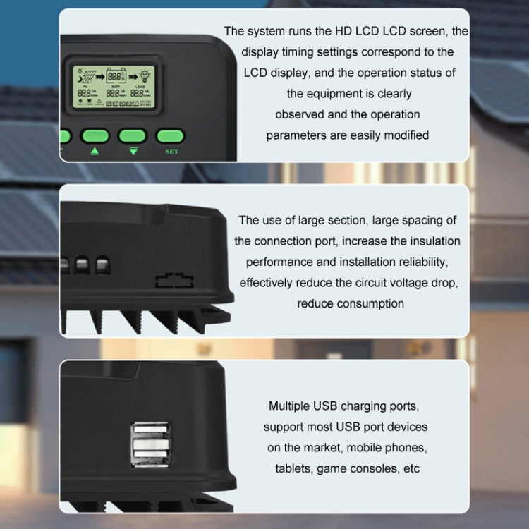 12V-24V 50A WIFI Remote MPPT Home Energy Storage Control System Solar Controller, Model: CM-D50