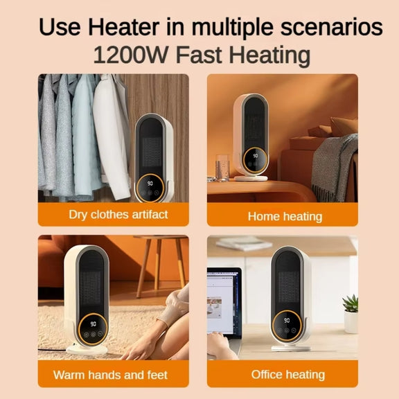 E68S 1200W PTC Ceramic Heating Desktop Smart Electric Heater, Plug: EU Plug(Remote Control Model)