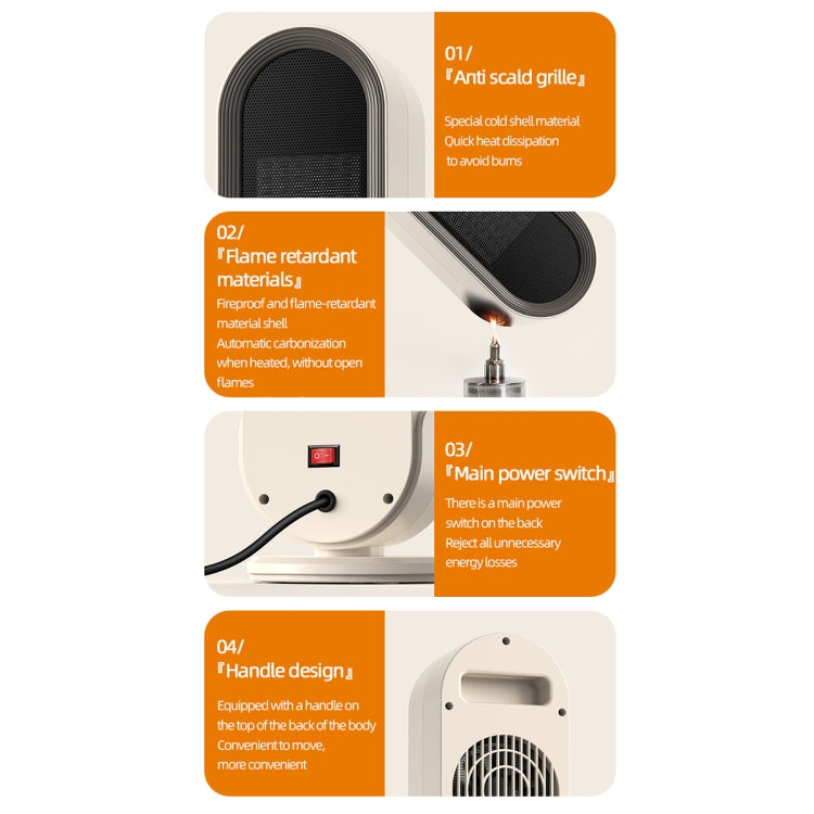 E68S 1200W PTC Ceramic Heating Desktop Smart Electric Heater, Plug: EU Plug(Remote Control Model)