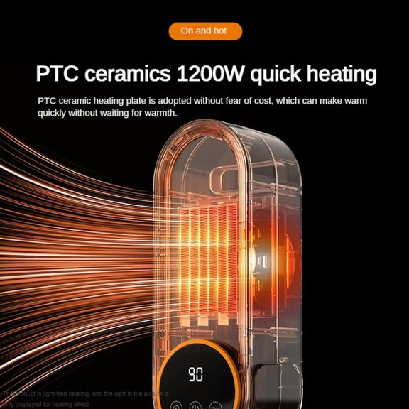 E68S 1200W PTC Ceramic Heating Desktop Smart Electric Heater, Plug: EU Plug(Remote Control Model)