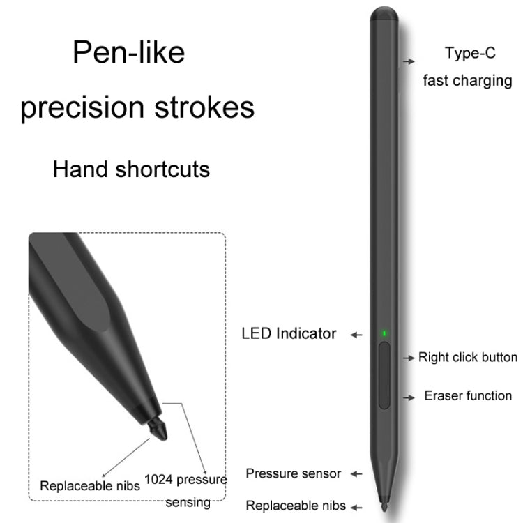 For Microsoft Surface Pro/Go/Laptop/Book Anti-Touch Handwriting Capacitive Pen(Gray) - Stylus Pen by PMC TechLife | Online Shopping South Africa | PMC TechLife | Buy Now Pay Later Mobicred