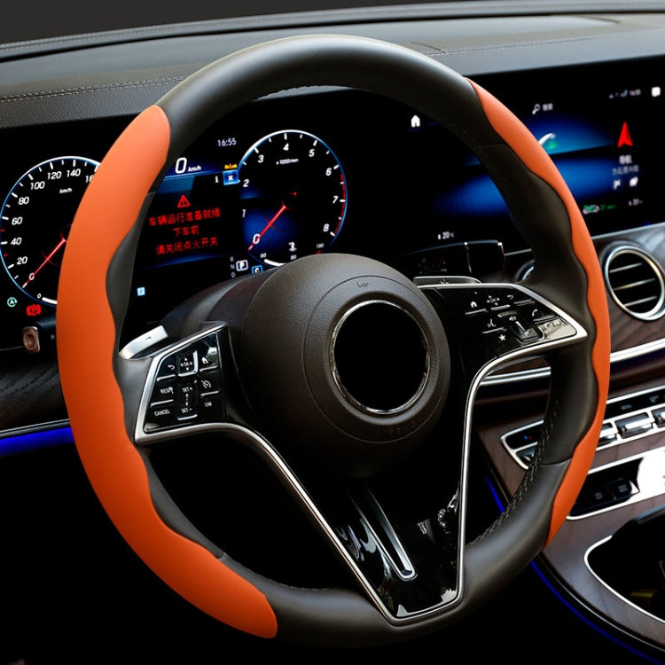38cm Liquid Silicone Sweat-Absorbing Anti-Skid Car Steering Wheel Cover(Orange) - free shipping - PMC TechLife - Order now!