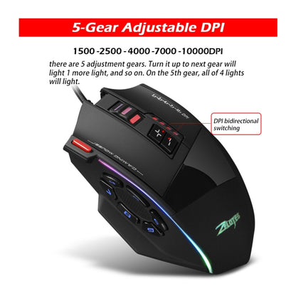 ZELOTES C13 13-keys RGB Lighting Effect Programming Macro Custom Gaming Wired Mouse(Black) - free shipping - PMC Jewellery - Order now!
