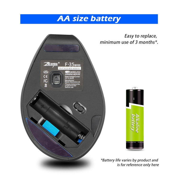 ZELOTES F-35A 6-Buttons Vertical Grip Ergonomic Rechargeable Wireless Mouse(Wireless Version) - free shipping - PMC Jewellery - Order now!