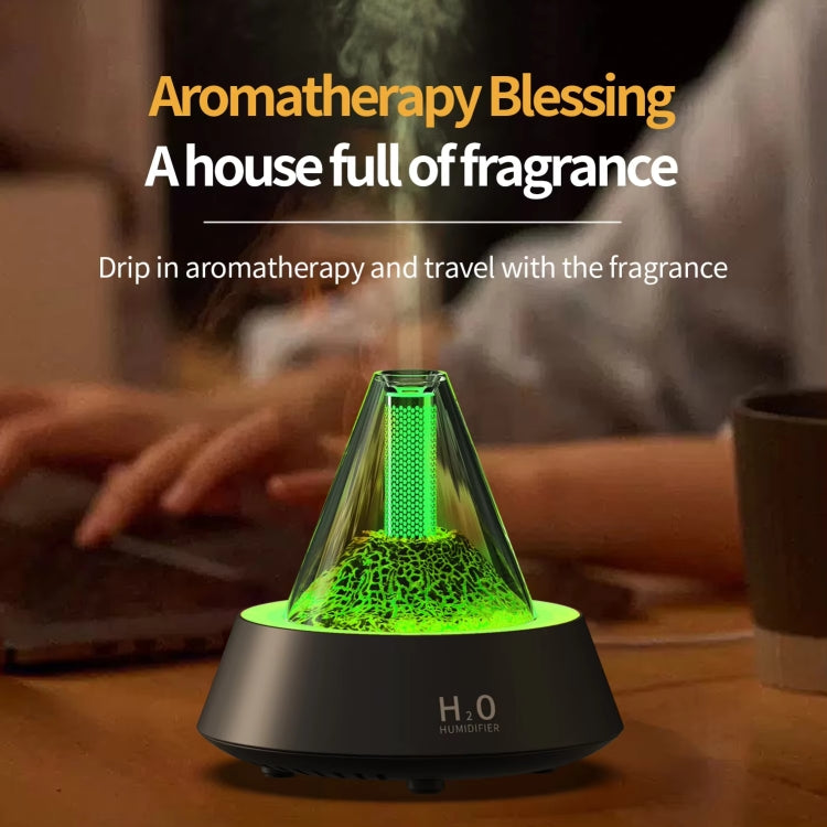 80ml Volcanic Lava Aromatherapy Humidifier With Colorful Lights USB Plug Power(White)