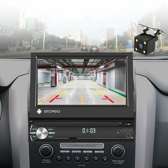 1+32G 7-Inch Single Din Android 10.0 Carplay Screen With GPS Navigation/Bluetooth/Mirror Link/DVR Input, Spec: With 4-light Camera