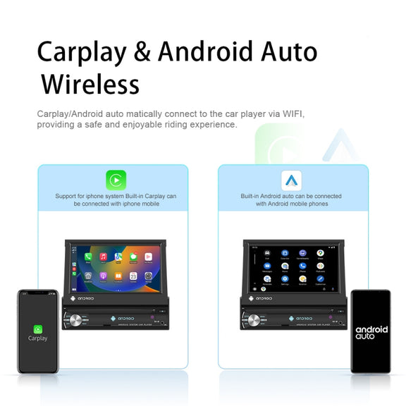 1+32G 7-Inch Single Din Android 10.0 Carplay Screen With GPS Navigation/Bluetooth/Mirror Link/DVR Input, Spec: With 12-light Camera
