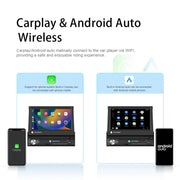 2+64G 7-Inch Single Din Android 10.0 Carplay Screen With GPS Navigation/Bluetooth/Mirror Link/DVR Input, Spec: With 4-light Camera