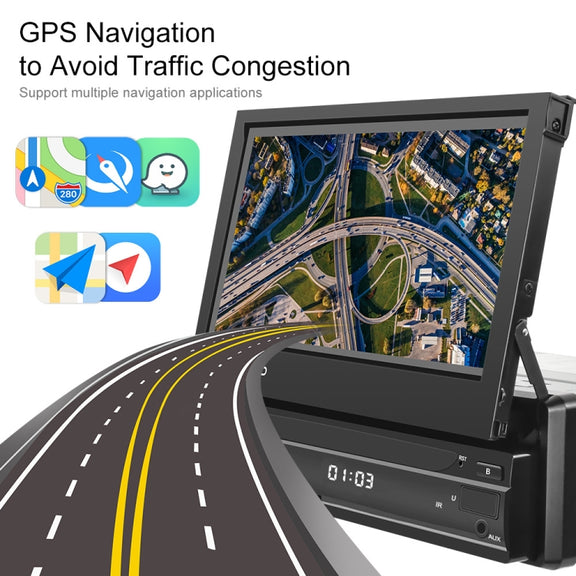 1+32G 7-Inch Single Din Android 10.0 Carplay Screen With GPS Navigation/Bluetooth/Mirror Link/DVR Input, Spec: With 4-light Camera