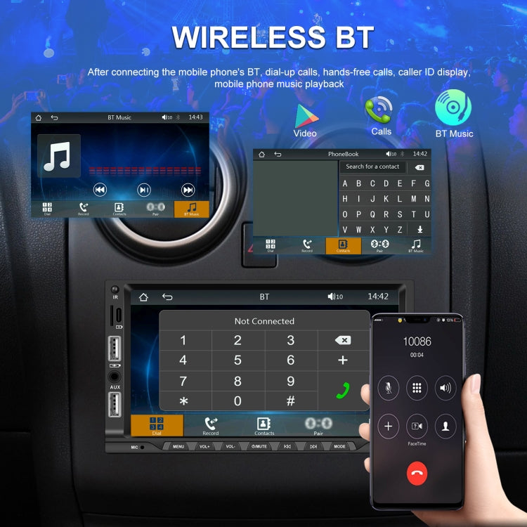 7-inch Double Din Car MP5 Player Support CarPlay/Android Auto/Mirror Link/Bluetooth With AHD Camera