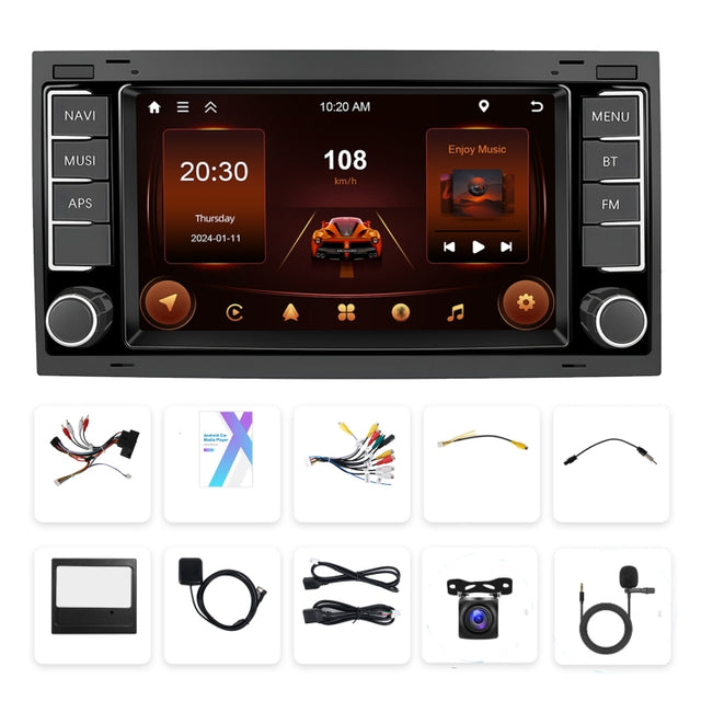 2+64G For Volkswagen Touareg 7-Inch Car WiFi Player Android 13 System Support CarPlay/Android Auto With AHD Camera and Mic