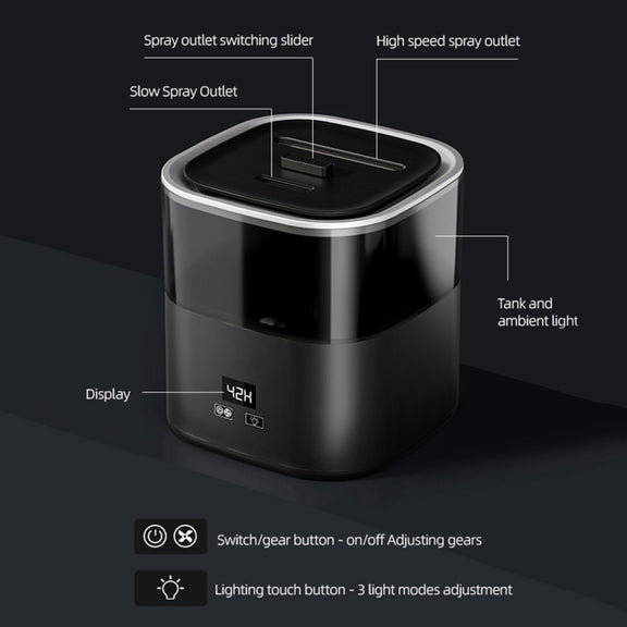 JSQ-58 1.1L large Capacity Digital Display Flame Atomization Humidifier, Color: Matt Black(UK Plug)