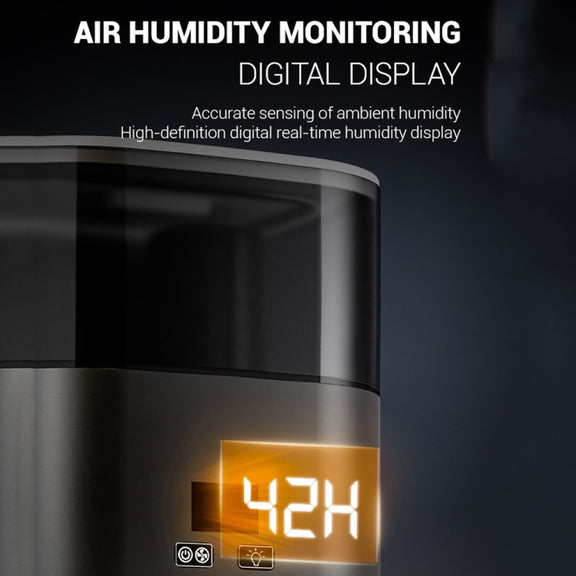 JSQ-58 1.1L large Capacity Digital Display Flame Atomization Humidifier, Color: Matt Black(UK Plug)