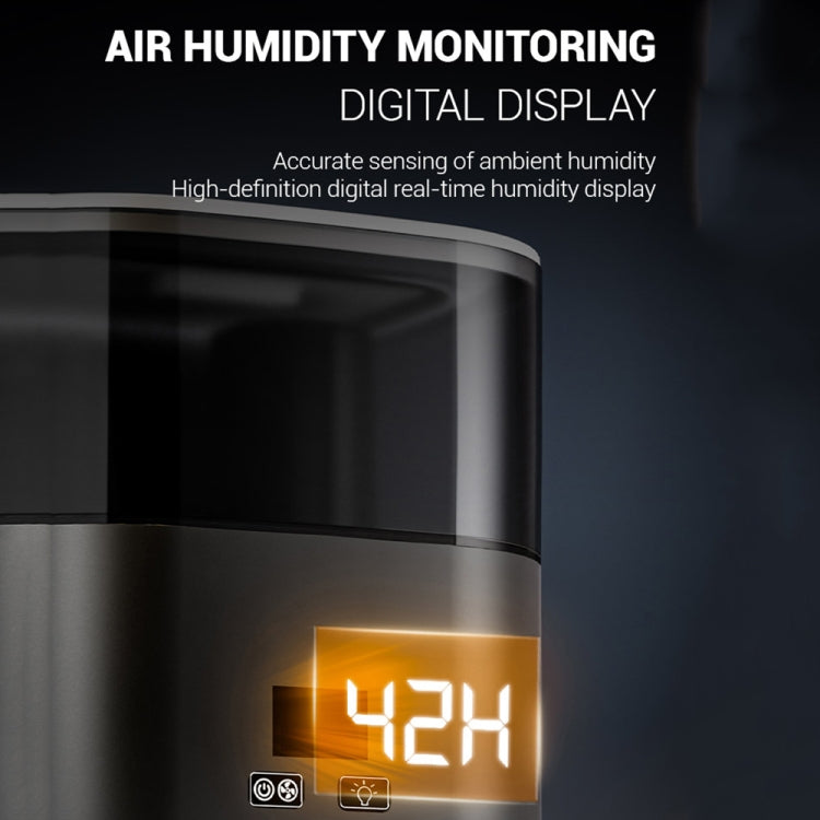 JSQ-58 1.1L large Capacity Digital Display Flame Atomization Humidifier, Color: Matt Black(UK Plug)