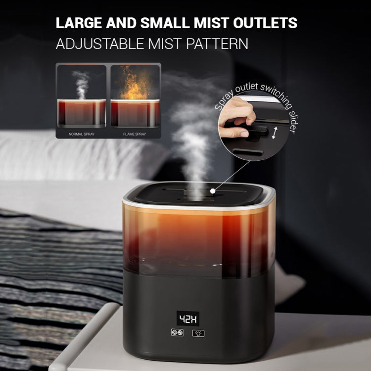 JSQ-58 1.1L large Capacity Digital Display Flame Atomization Humidifier, Color: Matt Black(UK Plug)