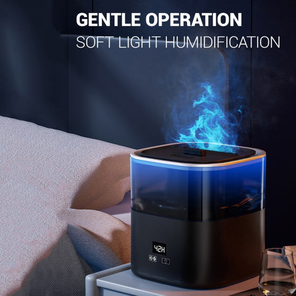 JSQ-58 1.1L large Capacity Digital Display Flame Atomization Humidifier, Color: Matt Black(UK Plug)