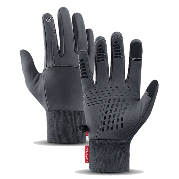 Kyncilor Water-resistant Cycling Warm Gloves Two-finger Touch Screen Ultra-soft Velvet Outdoor Gloves, Size: XL(Gray)